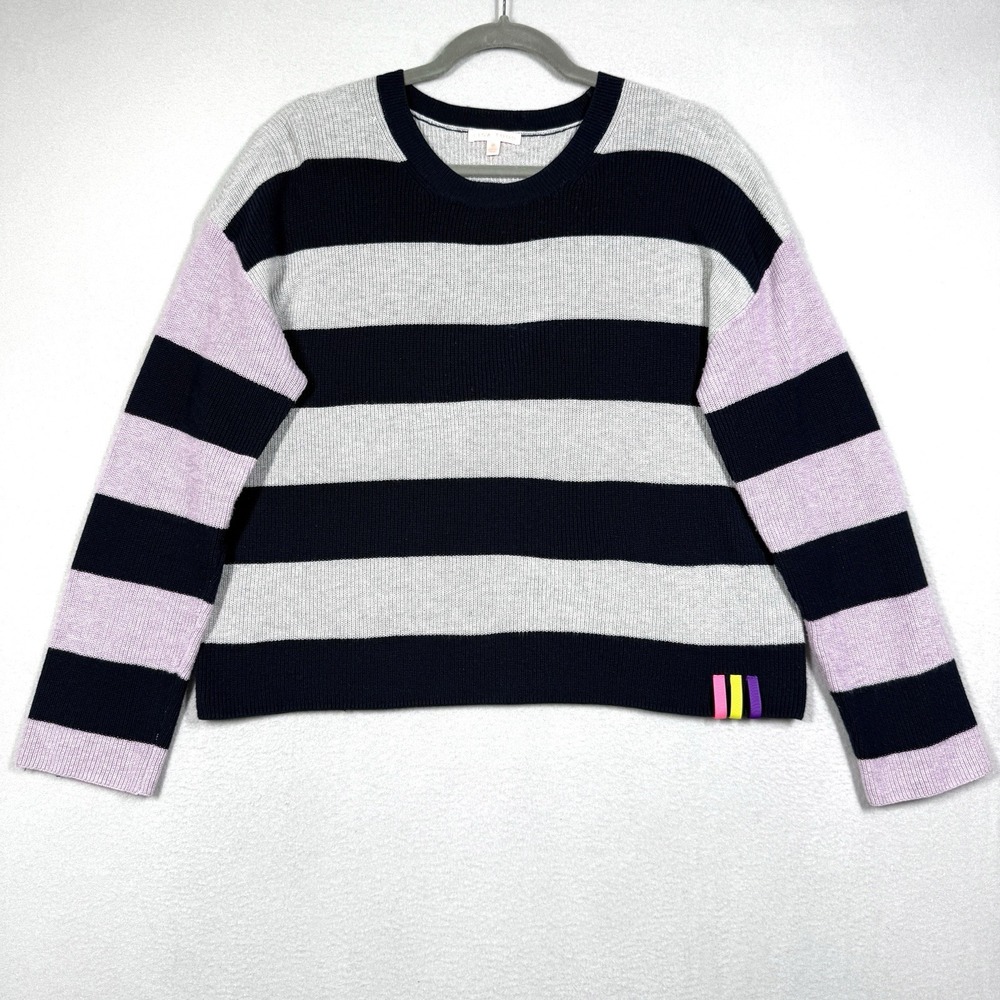 Lisa Todd Sweater Womens Medium Colorblock Cashmere Blend Stripe Pullover Boxy